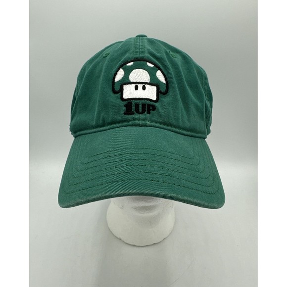 ANOMA Other - Vintage Nintendo 1Up Super Mario Green 1 Up 2005 Mushroom Baseball Cap Hat OSFA